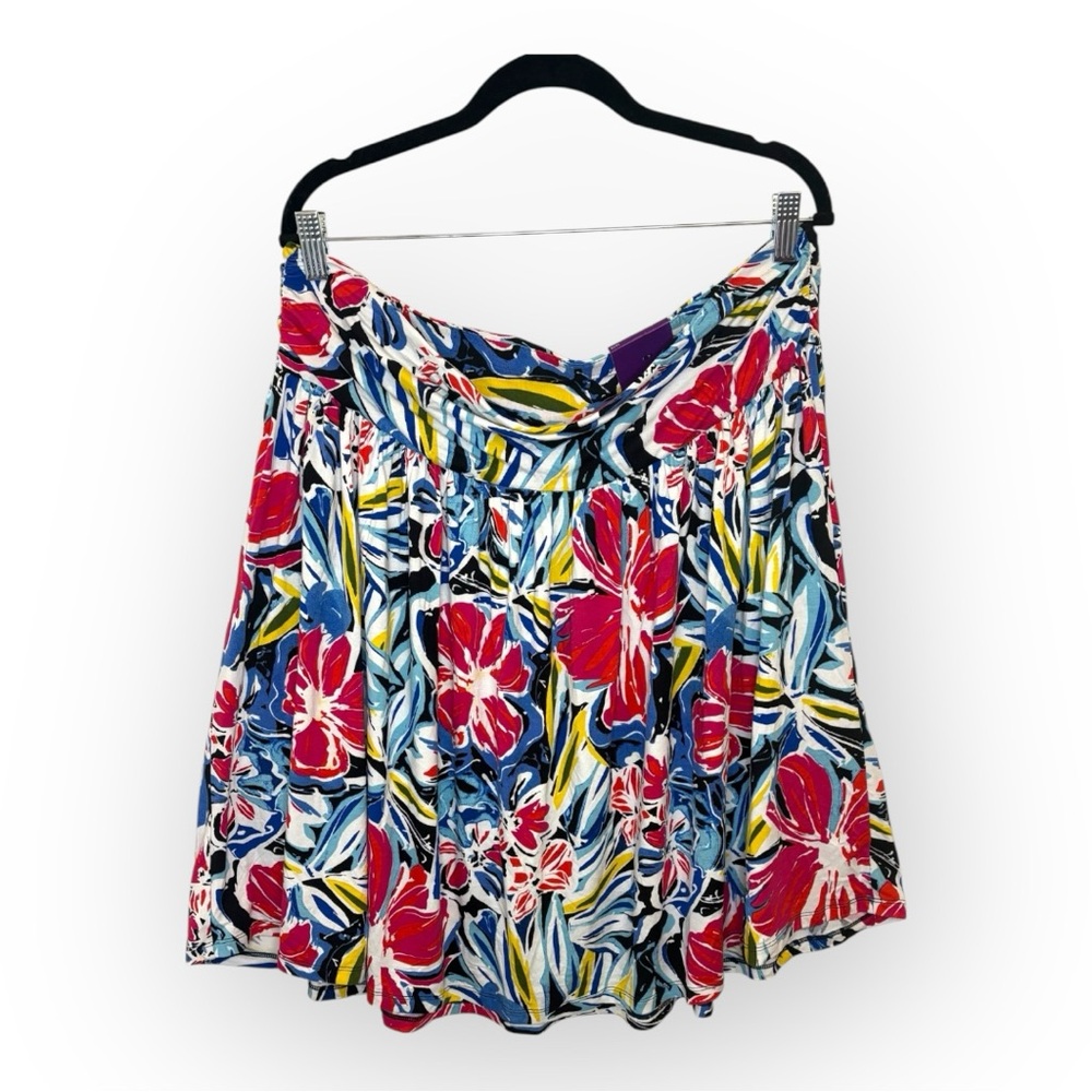 Lane Bryant Tropical Floral Skirt Vibrant Hawaiian Vacation Style Size 14/16 NWT